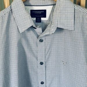 American Eagle Slim Fit Blue & White Striped Shirt
